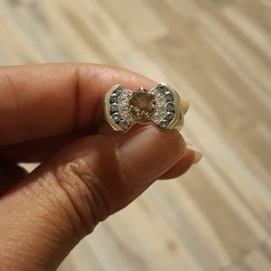 Levian chocolate and white diamond, blue topaz